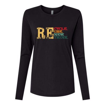 Happy Earth Day Recycle Reuse Renew Rethink Earth Day Retro Womens Cotton Relaxed Long Sleeve T-Shirt