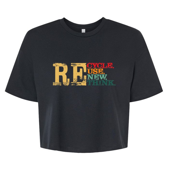 Happy Earth Day Recycle Reuse Renew Rethink Earth Day Retro Bella+Canvas Jersey Crop Tee