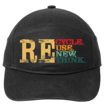 Happy Earth Day Recycle Reuse Renew Rethink Earth Day Retro 7-Panel Snapback Hat