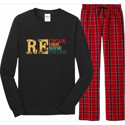 Happy Earth Day Recycle Reuse Renew Rethink Earth Day Retro Long Sleeve Pajama Set