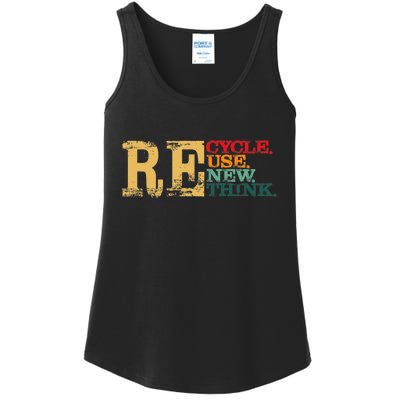 Happy Earth Day Recycle Reuse Renew Rethink Earth Day Retro Ladies Essential Tank