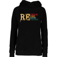 Happy Earth Day Recycle Reuse Renew Rethink Earth Day Retro Womens Funnel Neck Pullover Hood