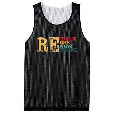 Happy Earth Day Recycle Reuse Renew Rethink Earth Day Retro Mesh Reversible Basketball Jersey Tank