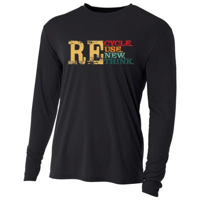 Happy Earth Day Recycle Reuse Renew Rethink Earth Day Retro Cooling Performance Long Sleeve Crew