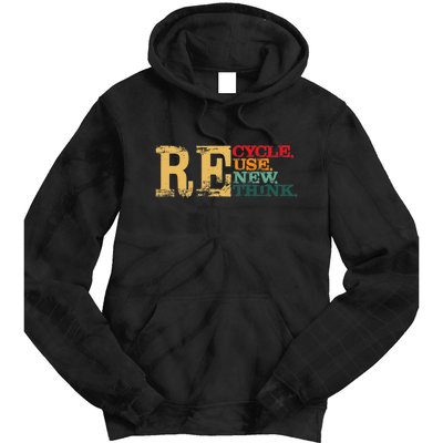 Happy Earth Day Recycle Reuse Renew Rethink Earth Day Retro Tie Dye Hoodie