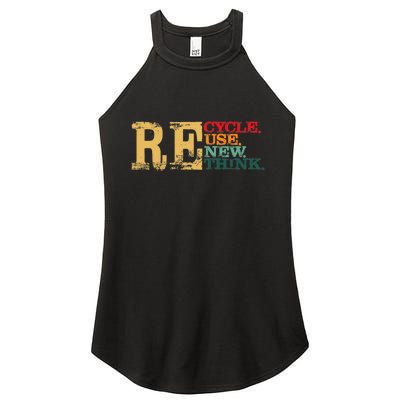 Happy Earth Day Recycle Reuse Renew Rethink Earth Day Retro Women’s Perfect Tri Rocker Tank