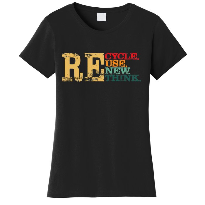 Happy Earth Day Recycle Reuse Renew Rethink Earth Day Retro Women's T-Shirt