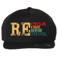 Happy Earth Day Recycle Reuse Renew Rethink Earth Day Retro Wool Snapback Cap
