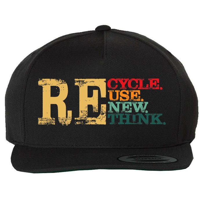 Happy Earth Day Recycle Reuse Renew Rethink Earth Day Retro Wool Snapback Cap
