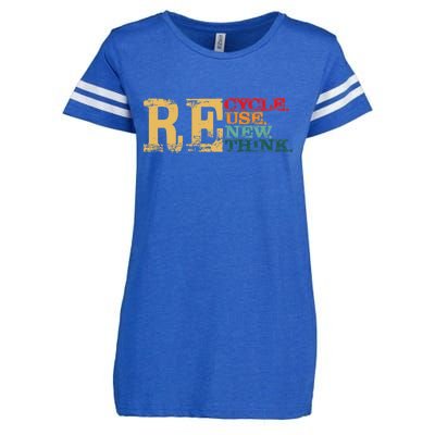 Happy Earth Day Recycle Reuse Renew Rethink Earth Day Retro Enza Ladies Jersey Football T-Shirt