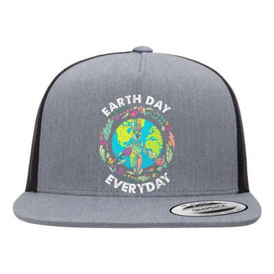 Happy Earth Day Every Day Peace Symbol Flat Bill Trucker Hat