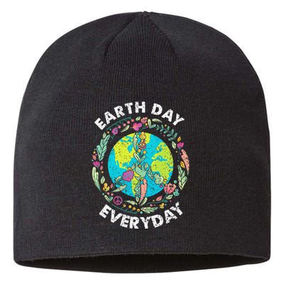 Happy Earth Day Every Day Peace Symbol Sustainable Beanie