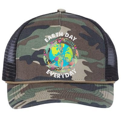 Happy Earth Day Every Day Peace Symbol Retro Rope Trucker Hat Cap