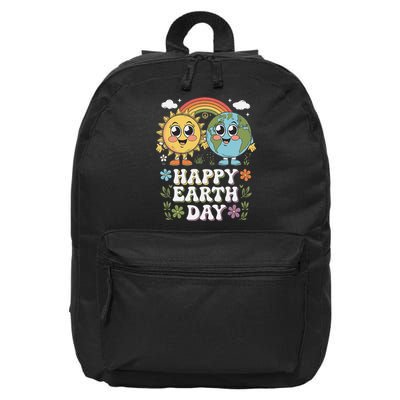 Happy Earth Day 2025 Protect Green Cute Planet  Sun 16 in Basic Backpack