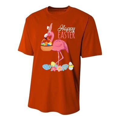 Happy Easter Day Flamingo With Easter Egg Basket Hunting Gift Performance Sprint T-Shirt