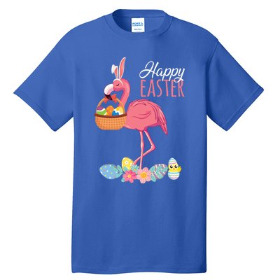 Happy Easter Day Flamingo With Easter Egg Basket Hunting Gift Tall T-Shirt