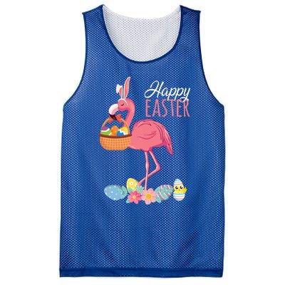 Happy Easter Day Flamingo With Easter Egg Basket Hunting Gift Mesh Reversible Basketball Jersey Tank