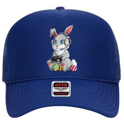 Happy Easter Day Bunny Egg Funny High Crown Mesh Back Trucker Hat