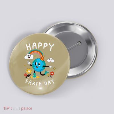 Happy Earth Day Globe Environmental Awareness Button