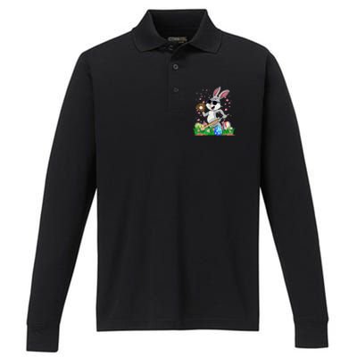 Happy Easter Day Baseball Bunny Rabbit Easter Basket Eggs Great Gift Performance Long Sleeve Polo