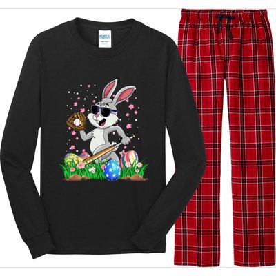 Happy Easter Day Baseball Bunny Rabbit Easter Basket Eggs Great Gift Long Sleeve Pajama Set