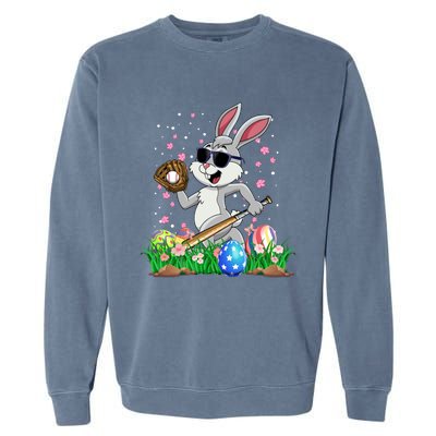 Happy Easter Day Baseball Bunny Rabbit Easter Basket Eggs Great Gift Garment-Dyed Sweatshirt