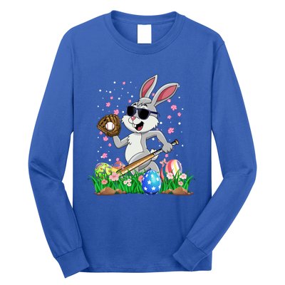 Happy Easter Day Baseball Bunny Rabbit Easter Basket Eggs Great Gift Long Sleeve Shirt