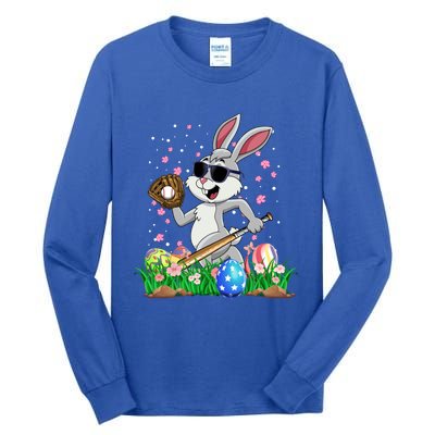 Happy Easter Day Baseball Bunny Rabbit Easter Basket Eggs Great Gift Tall Long Sleeve T-Shirt