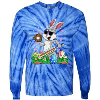 Happy Easter Day Baseball Bunny Rabbit Easter Basket Eggs Great Gift Tie-Dye Long Sleeve Shirt