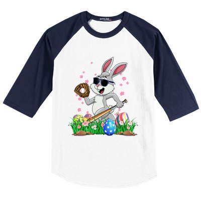 Happy Easter Day Baseball Bunny Rabbit Easter Basket Eggs Great Gift Baseball Sleeve Shirt