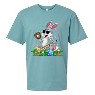 Happy Easter Day Baseball Bunny Rabbit Easter Basket Eggs Great Gift Sueded Cloud Jersey T-Shirt