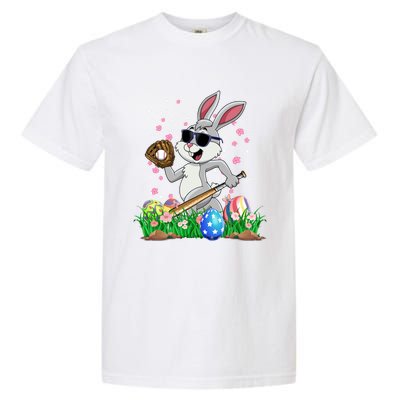 Happy Easter Day Baseball Bunny Rabbit Easter Basket Eggs Great Gift Garment-Dyed Heavyweight T-Shirt