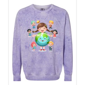 Happy Earth Day Around The World 2024 Gift Colorblast Crewneck Sweatshirt