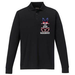 Happy Easter Day Egg Hunting Cute Bunny Usa Pride Flag Great Gift Performance Long Sleeve Polo