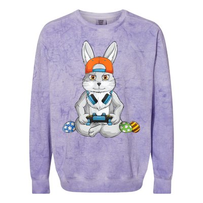 Happy Easter Day Bunny Egg Funny Boy Girls kid Gamer Colorblast Crewneck Sweatshirt