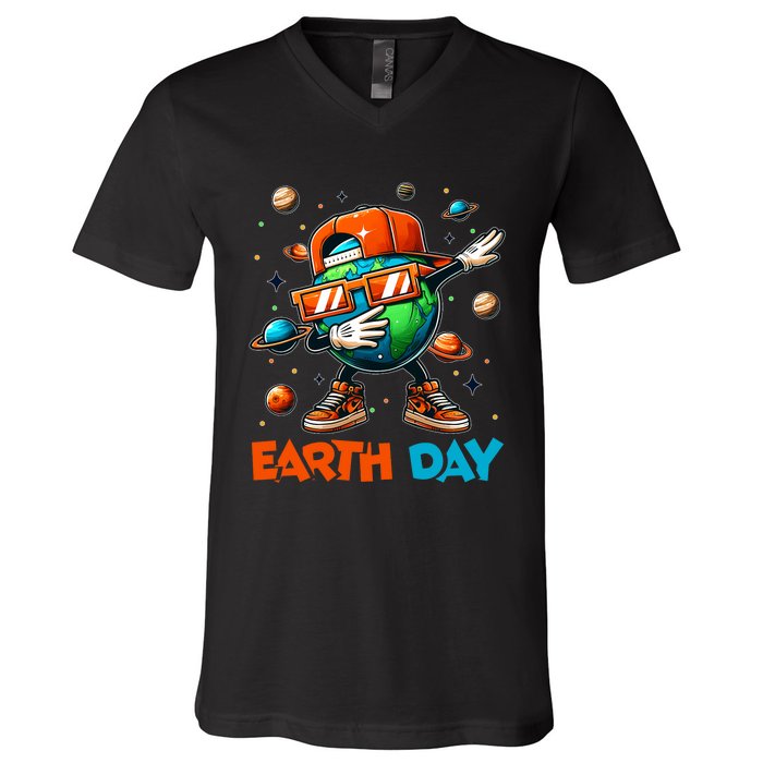 Happy Earth Day 2024 Funny Earth Day Dab V-Neck T-Shirt