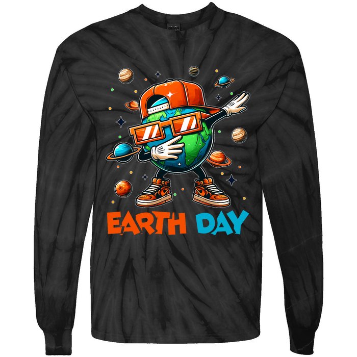 Happy Earth Day 2024 Funny Earth Day Dab Tie-Dye Long Sleeve Shirt