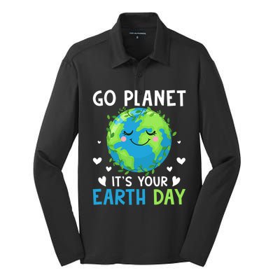 Happy Earth Day Go Planet It's Your Earth Day Great Gift Silk Touch Performance Long Sleeve Polo