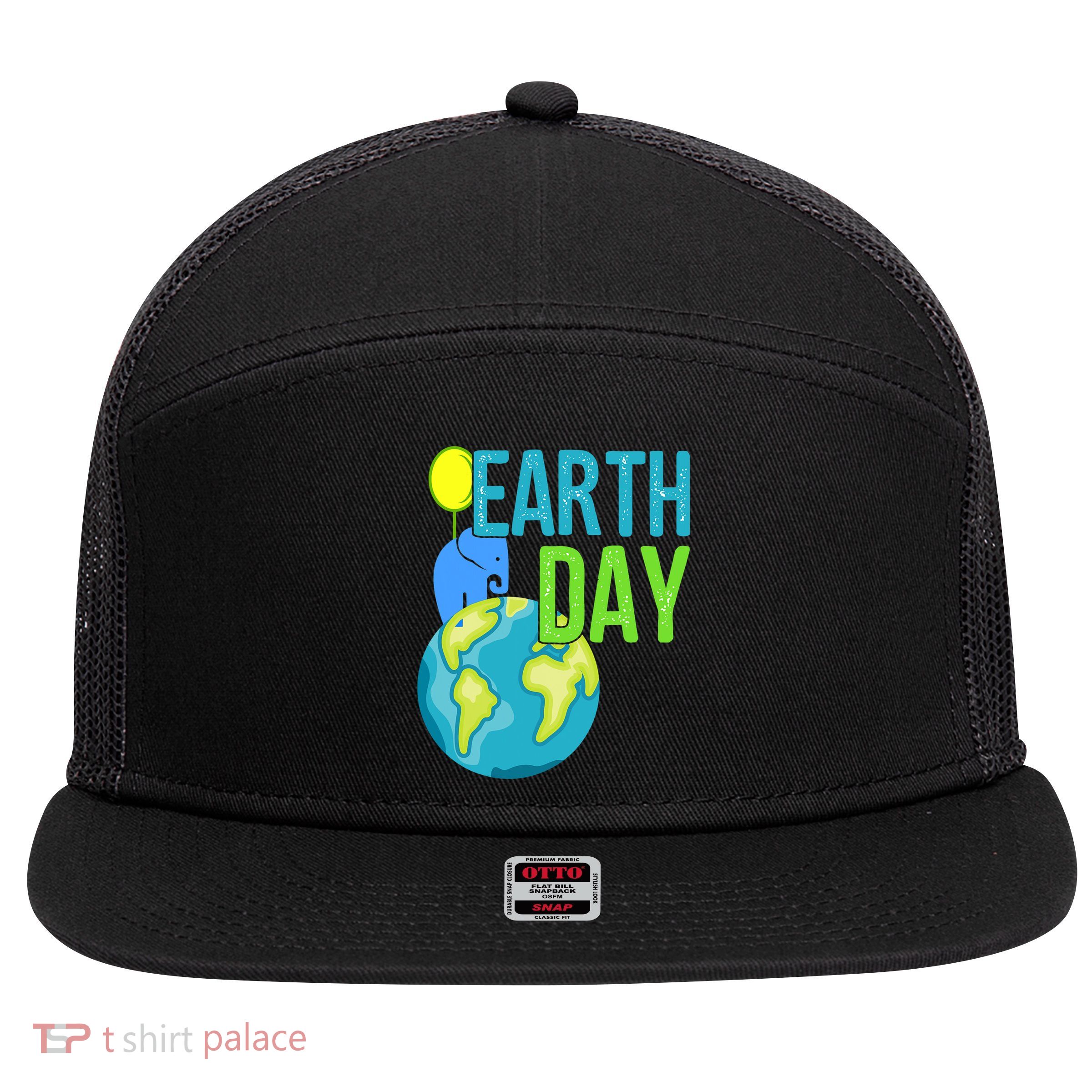 Happy Earth Day Great Vintage Earth Day Elephant Cute Gift 7 Panel Mesh Trucker Snapback Hat