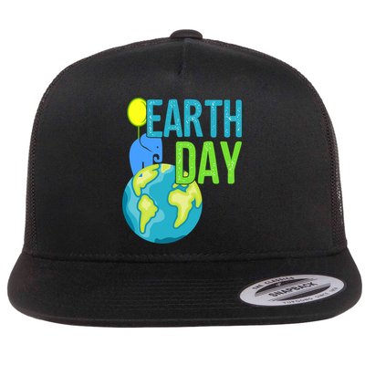 Happy Earth Day Great Vintage Earth Day Elephant Cute Gift Flatbill Hat