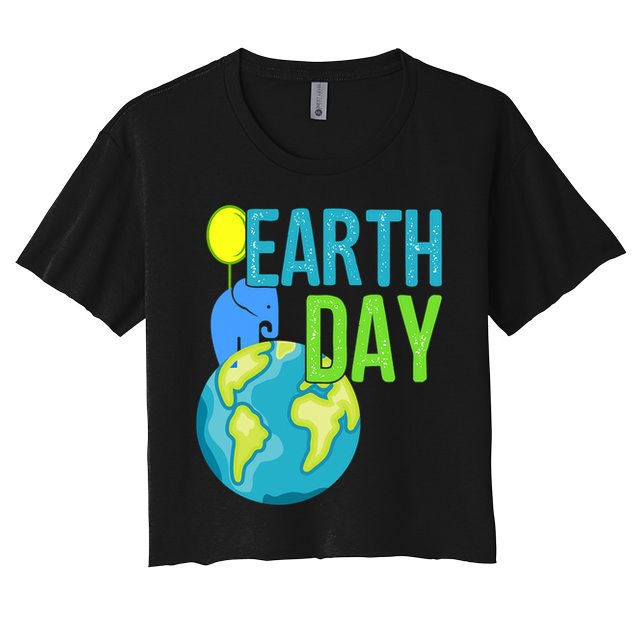 Happy Earth Day Great Vintage Earth Day Elephant Cute Gift Women's Crop Top Tee