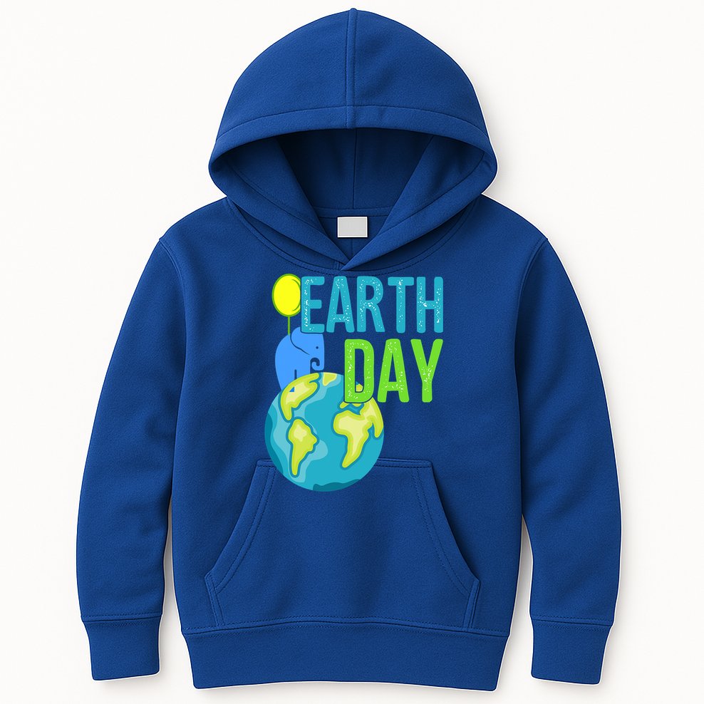 Happy Earth Day Great Vintage Earth Day Elephant Cute Gift Kids Hoodie