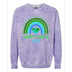 Happy Earth Day 2024 Cute Rainbow Earth Lover Colorblast Crewneck Sweatshirt