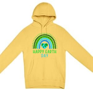 Happy Earth Day 2024 Cute Rainbow Earth Lover Premium Pullover Hoodie