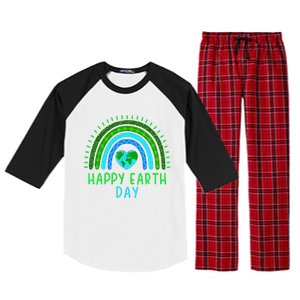 Happy Earth Day 2024 Cute Rainbow Earth Lover Raglan Sleeve Pajama Set