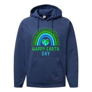 Happy Earth Day 2024 Cute Rainbow Earth Lover Performance Fleece Hoodie