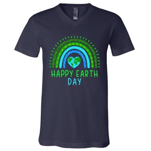 Happy Earth Day 2024 Cute Rainbow Earth Lover V-Neck T-Shirt