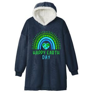 Happy Earth Day 2024 Cute Rainbow Earth Lover Hooded Wearable Blanket