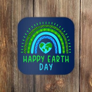 Happy Earth Day 2024 Cute Rainbow Earth Lover Coaster