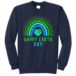 Happy Earth Day 2024 Cute Rainbow Earth Lover Tall Sweatshirt